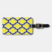 Geel, Navy Blue, Wht Lg Moroccan Quatrefoil #3DS Bagagelabel (Voorkant horizontaal)