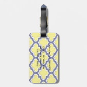 Geel, Navy Blue, Wht Lg Moroccan Quatrefoil #3DS Bagagelabel (Achterkant verticaal)