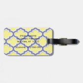 Geel, Navy Blue, Wht Lg Moroccan Quatrefoil #3DS Bagagelabel (Achterkant horizontaal)