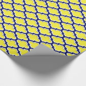 Geel, Navy Blue, Wht Lg Moroccan Quatrefoil #3DS Cadeaupapier (Hoek)