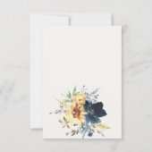 Geel Navy Zonnebloem Bloemen Waterverf Bruiloft RSVP Kaartje (Achterkant)