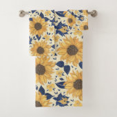 Geel & Navy Zonnebloemen Bad Handdoek (Insitu)
