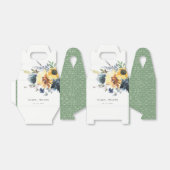 Geel Navy Zonnebloemen Waterverf Bloemen Bruiloft Bedankdoosjes (Uitgevouwen)