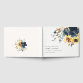 Geel Navy Zonnebloemen Waterverf Bloemen Bruiloft Gastenboek (Volledig)