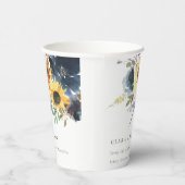 Geel Navy Zonnebloemen Waterverf Bloemen Bruiloft Papieren Bekers (Rechts)