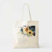 Geel Navy Zonnebloemen Waterverf Bloemen Bruiloft Tote Bag (Voorkant)