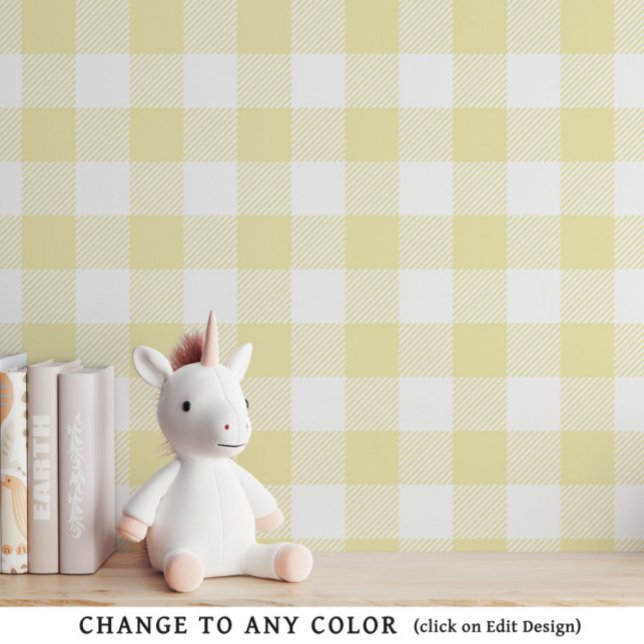 Geel Neutraal Baby Gingham Nursery Wallpaper Behang (Creator heeft geüpload)