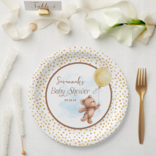 Geel Neutral Teddy Bear Baby shower Papier Bord