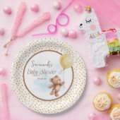 Geel Neutral Teddy Bear Baby shower Papier Bord (Feest)