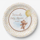 Geel Neutral Teddy Bear Baby shower Papier Bord (Voorkant)