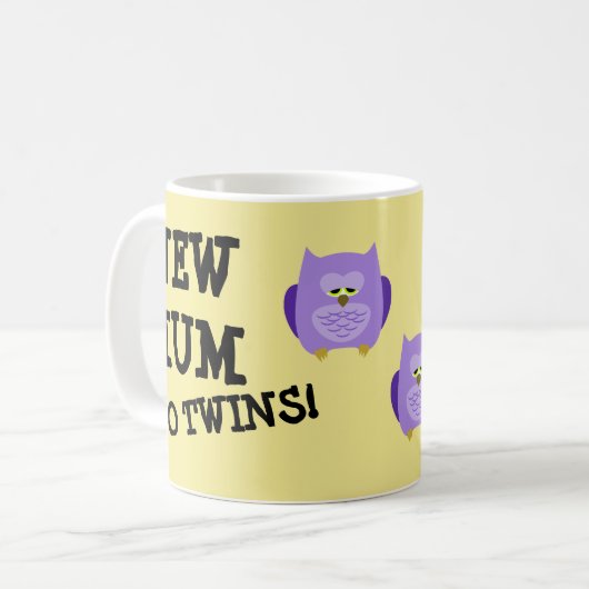 Geel nieuw mam tot tweeling Mok (Voorkant links)