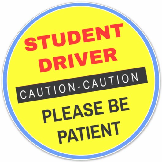 Geel Nieuwe Student Driver Sticker (Be Patient) (Voorkant)