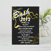 Geel nieuwjaar Uitnodiging Bash (Staand voorkant)