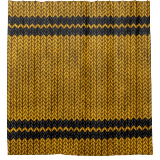 Geel nit-look Stripe Patroon Douchegordijn (Voorkant)