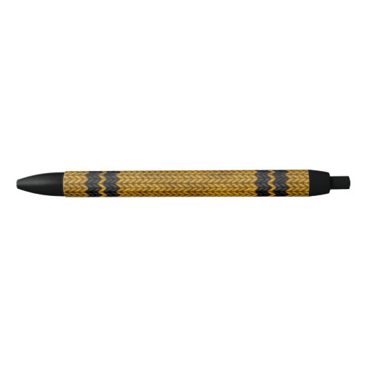 Geel nit-look Stripe Patroon Zwarte Inkt Pen (Voorkant)