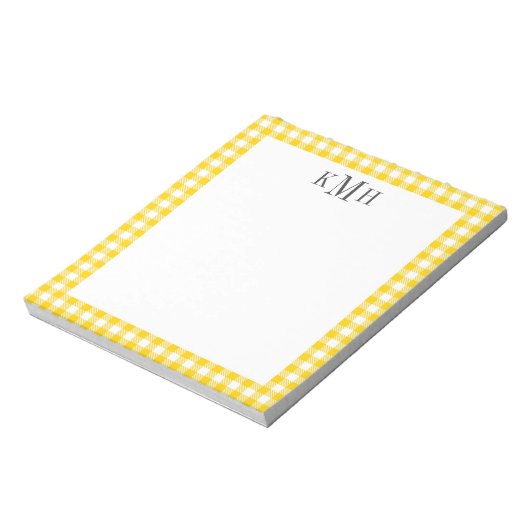 Geel Notitieblok Gingham Check Border Yellow (Linkerzijde)
