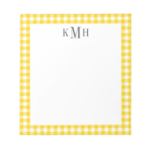 Geel Notitieblok Gingham Check Border Yellow