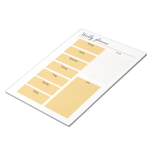 Geel Notitieblok met weekblad (Schuin)