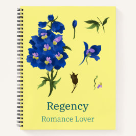 Geel notitieboek met blauw bloesem Romance Lover