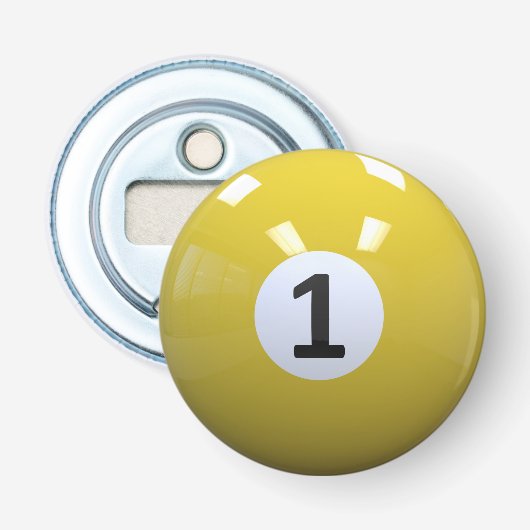 Geel Nr. 1 Biljart Pool Ball Button Flesopener (Voorkant)