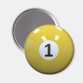 Geel Nr. 1 Biljart Pool Ball Magneet (Voorkant / Achterkant)