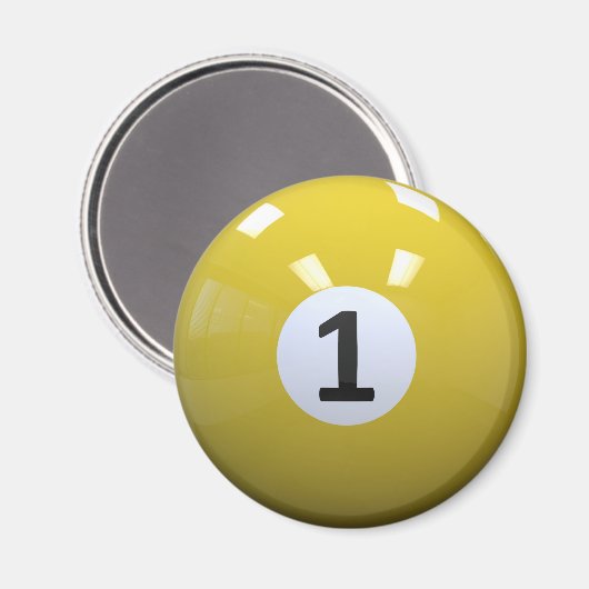 Geel Nr. 1 Biljart Pool Ball Magneet (Voorkant / Achterkant)