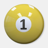 Geel Nr. 1 Biljart Pool Ball Magneet (Voorkant)