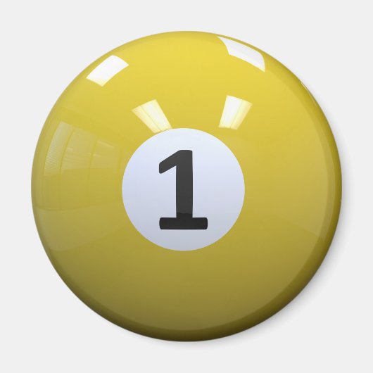 Geel Nr. 1 Biljart Pool Ball Magneet (Voorkant)