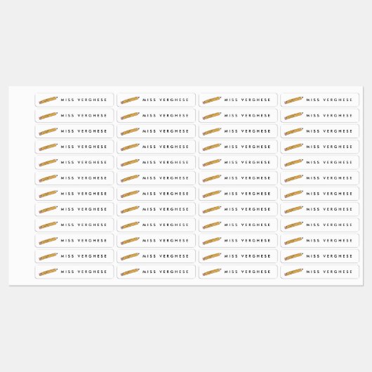 Geel nr. 2 Potlood Leraren Gepersonaliseerde Naam Labels (Vel)