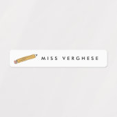 Geel nr. 2 Potlood Leraren Gepersonaliseerde Naam Labels (Design 2)