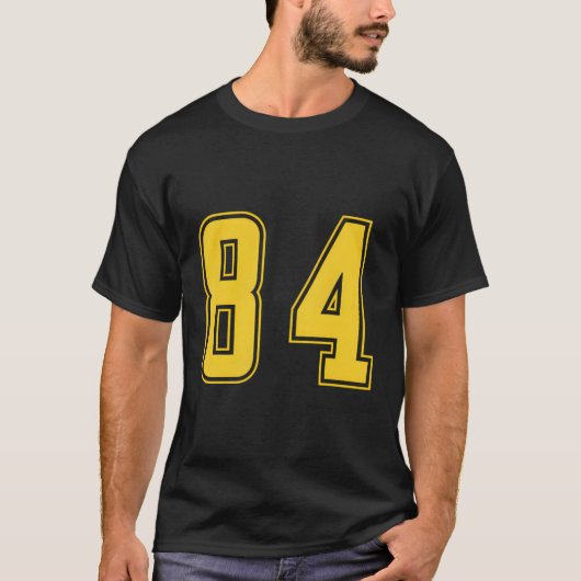 Geel Nummer 84 Team Junior Sport Genummerd Unifo T-shirt (Voorkant)