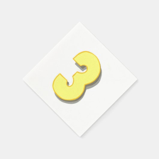 Geel Nummer Drie Verjaardag Viering Servetten (Hoek)