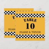 Geel NYC Checker Taxi Cabine Vierkant Tafelnummer (Voorkant / Achterkant)
