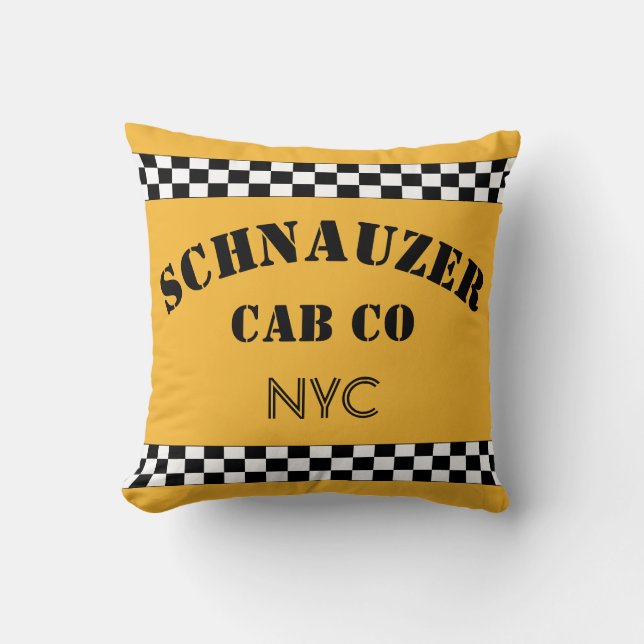  geel NYC Checker Taxicabine Kussen (Voorkant)