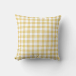 Geel ochre en wit Gingham Pattern Kussen