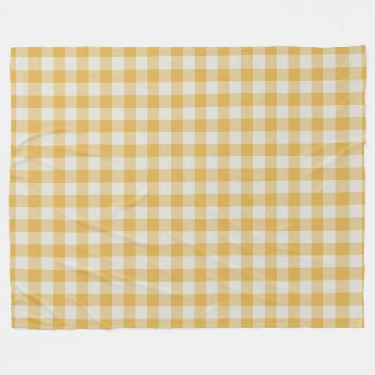 Geel Ochre Gingham Check Patroon Fleece Deken (Voorkant (Horizontaal))