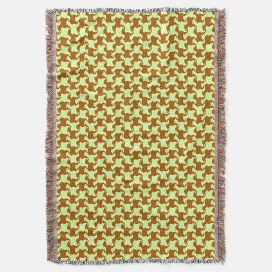 Geel ochre Houndstooth met honden Drow Blanket Deken (Voorkant Verticaal)