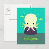 Geel octopus Briefkaart (Voorkant / Achterkant)