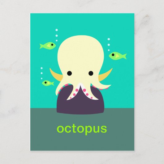 Geel octopus Briefkaart (Voorkant)