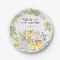 Geel Oerwoud Dieren Baby shower 7-inch Bord
