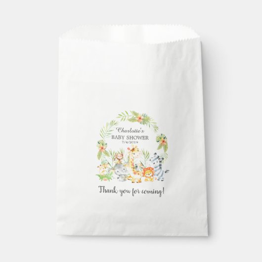 Geel Oerwoud Dieren Baby shower Favor Bags Bedankzakje (Voorkant)