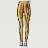Geel, oker, bruin en witte strepen leggings (Voorkant)