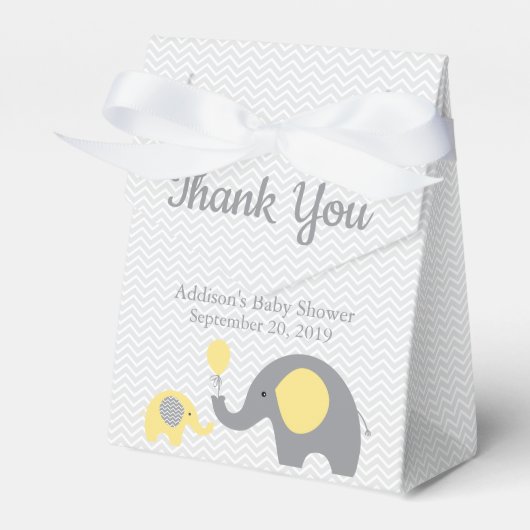 Geel Olifant Baby shower Favor Box Lint Bedankdoosjes (Voorkant Zijde)