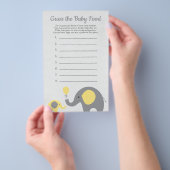 Geel olifant Baby shower raad Baby-voedselspel Flyer (Hand)