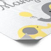 Geel olifant Baby shower raad hoeveel teken Poster (Hoek)