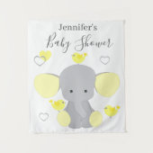 Geel Olifant Jongen Meisje Baby shower Achtergrond Wandkleed (Voorkant)