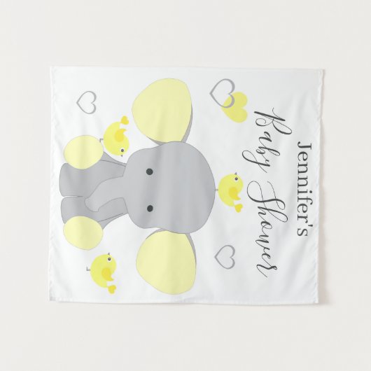 Geel Olifant Jongen Meisje Baby shower Achtergrond Wandkleed (Voorkant (horizontaal))
