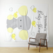 Geel Olifant Jongen Meisje Baby shower Achtergrond Wandkleed (In Situ (horizontaal))