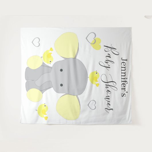 Geel Olifant Jongen Meisje Baby shower Achtergrond Wandkleed (Voorkant (horizontaal))