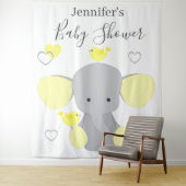 Geel Olifant Jongen Meisje Baby shower Achtergrond Wandkleed (In situ)